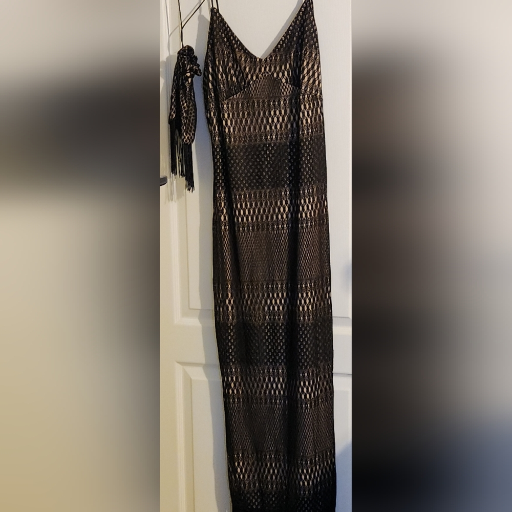 Frederick's of Hollywood Crochet stretchy Dress XL with drawstring purse